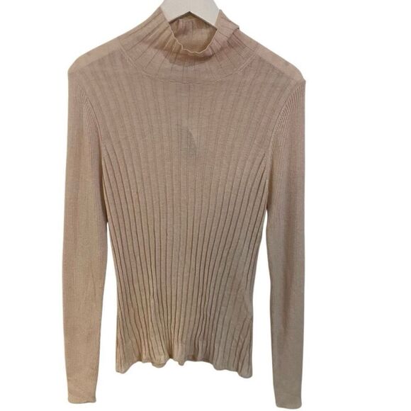 White House Black Market Sweaters - WHBM NWT ribbed mock neck cashmere blend long sleeve color Heather rose smoke XL